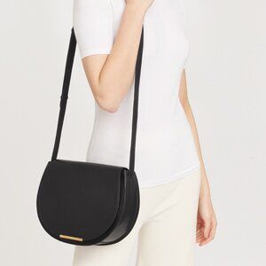 Cuyana Black Leather Crossbody Saddle Bag